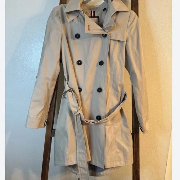 Tommy Hilfiger Khaki Double-Breasted Trench Coat - Picture 3 of 3